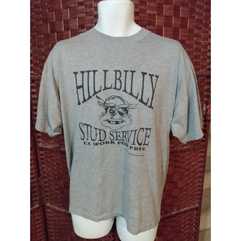 Vintage Y2K Hillbilly Stud Service Will Work For Free T Shirt Funny Humor XL